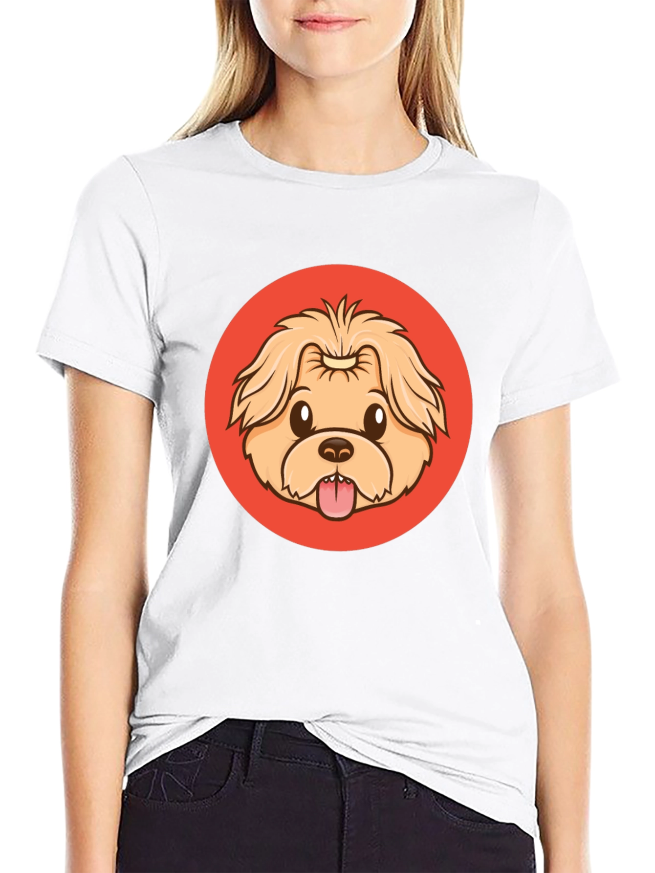 Black Cute Dog Cartoon Graphic Black T-Shirt view 9