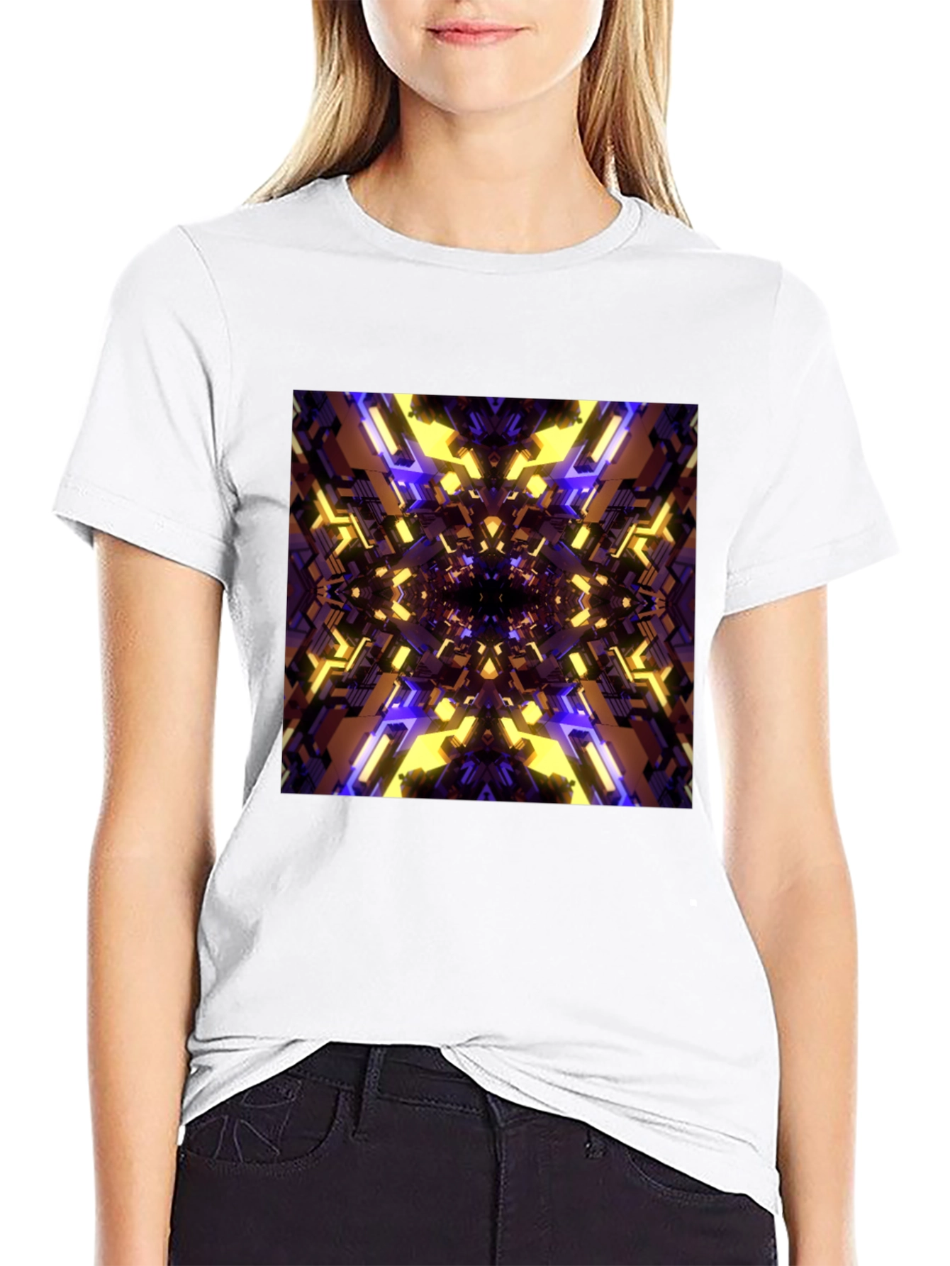 Black Abstract Graphic Print Black T-Shirt view 9