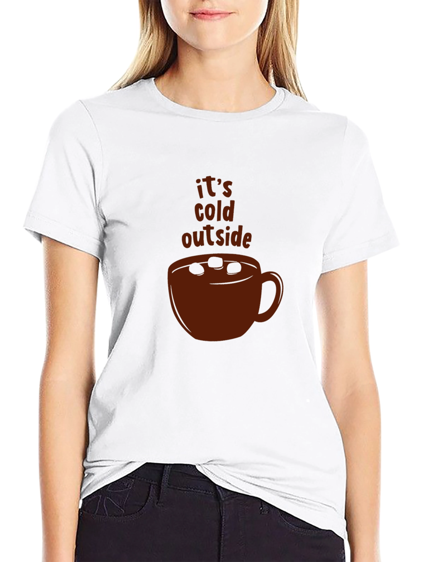 Black It's Cold Outside Cocoa T-Shirt view 9