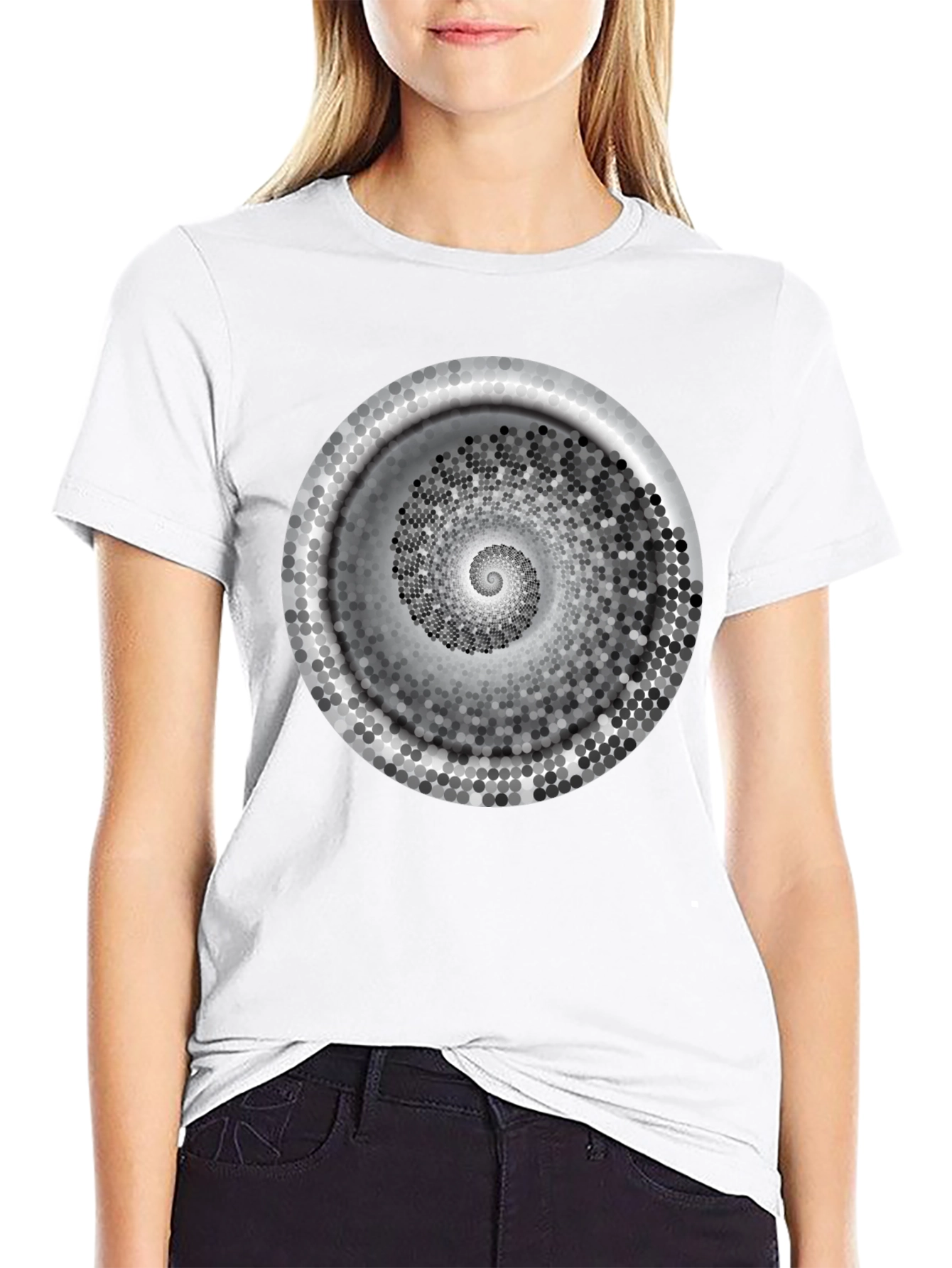 Black Hypnotic Spiral Graphic Tee - Modern Black T-Shirt view 9