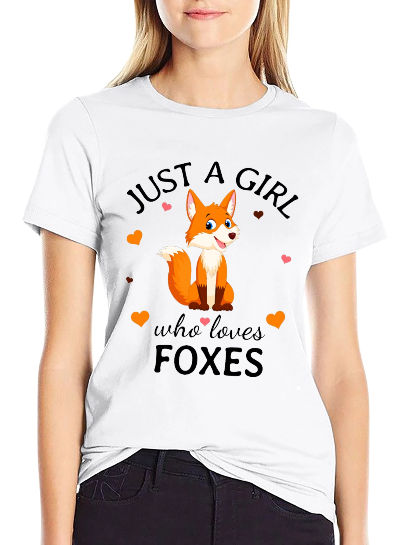 Black Just A Girl Who Loves Foxes T-Shirt view 9