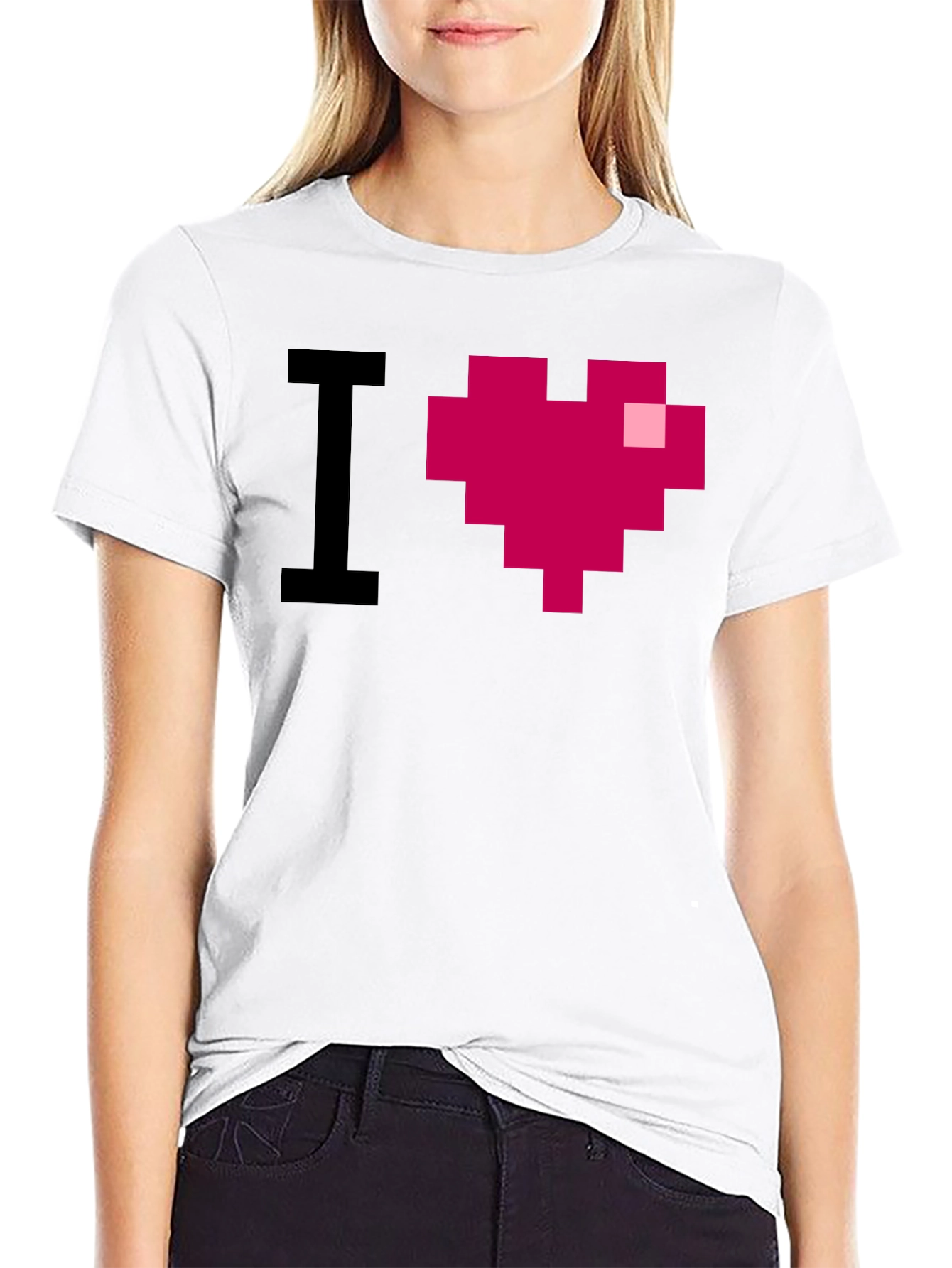 Black I Heart Pixel Art Graphic Tee view 9