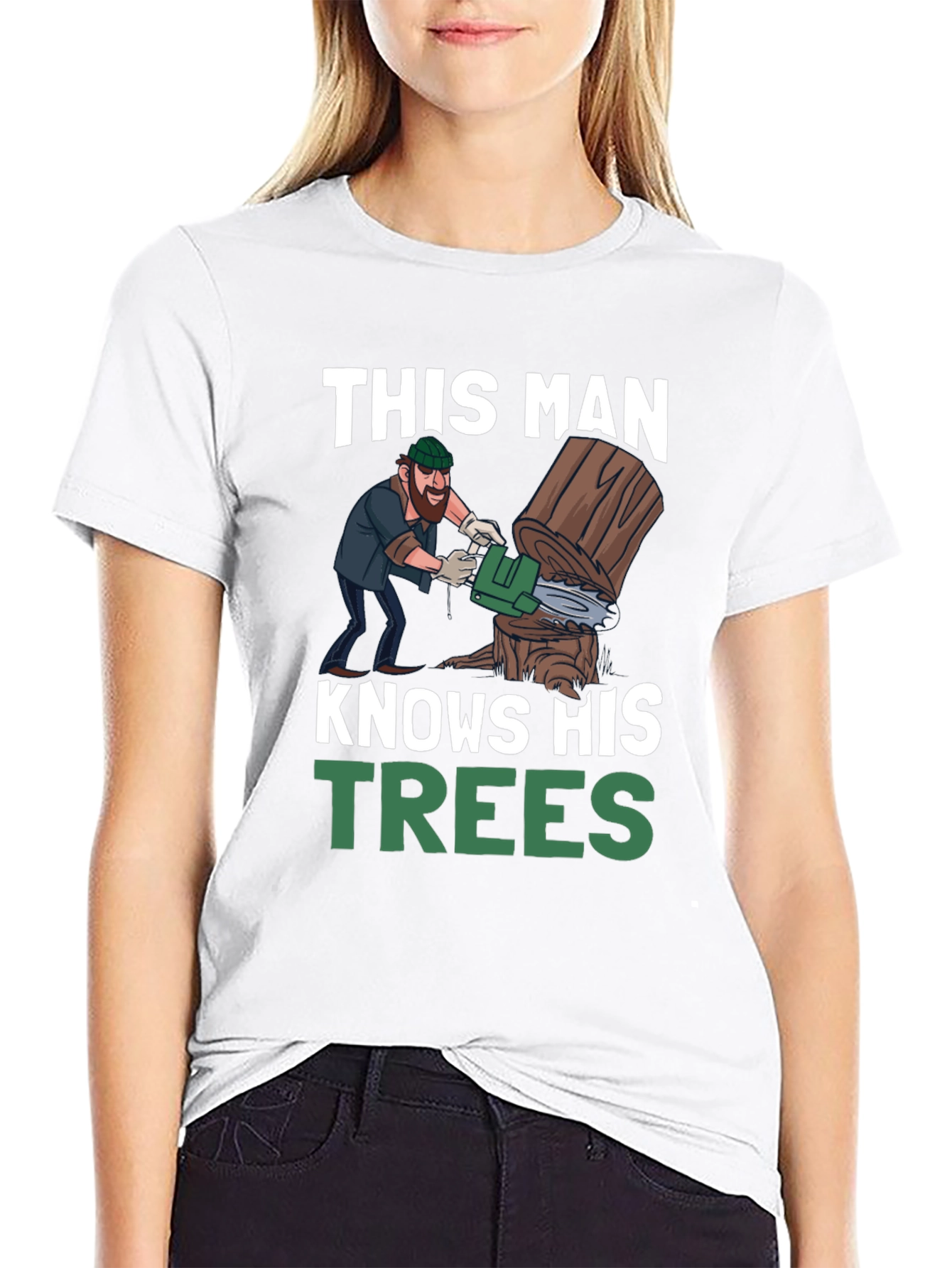 Black This Man Knows His Trees Graphic T-Shirt view 9