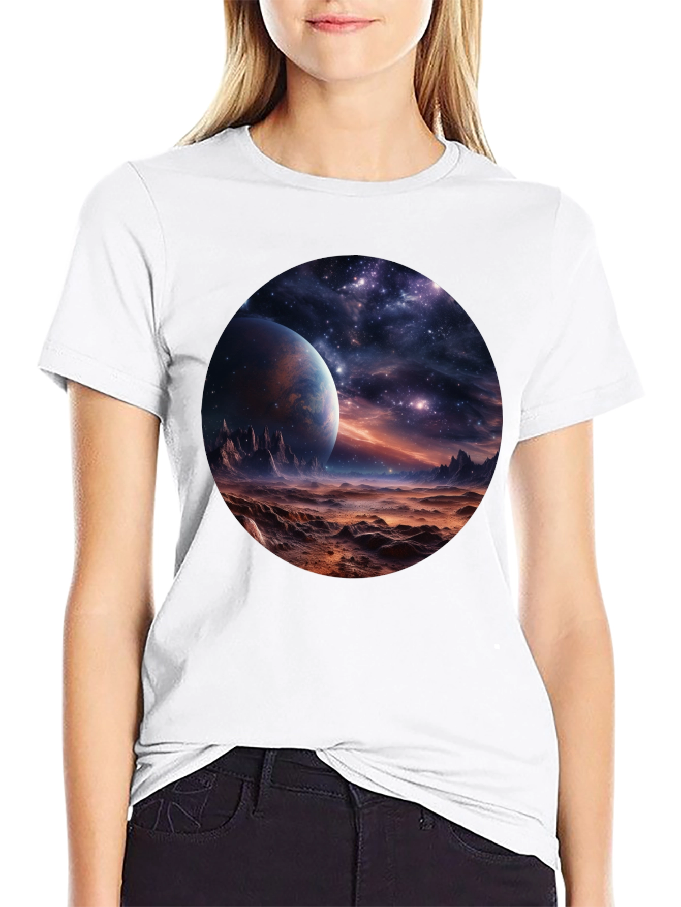 Black Cosmic Planet Graphic Tee - Black view 9