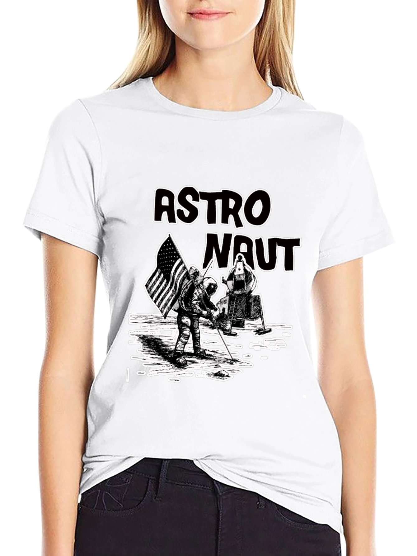 Black Astronaut Graphic Print Tee - Lunar Landing view 9