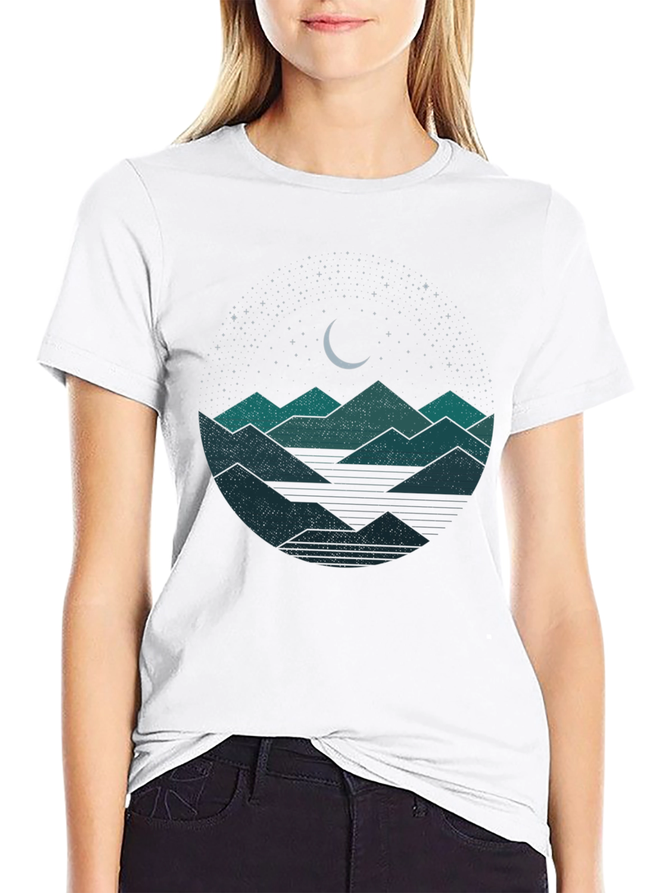 Black Mountain Moon Graphic Tee - Nature Lover's Black T-Shirt view 9