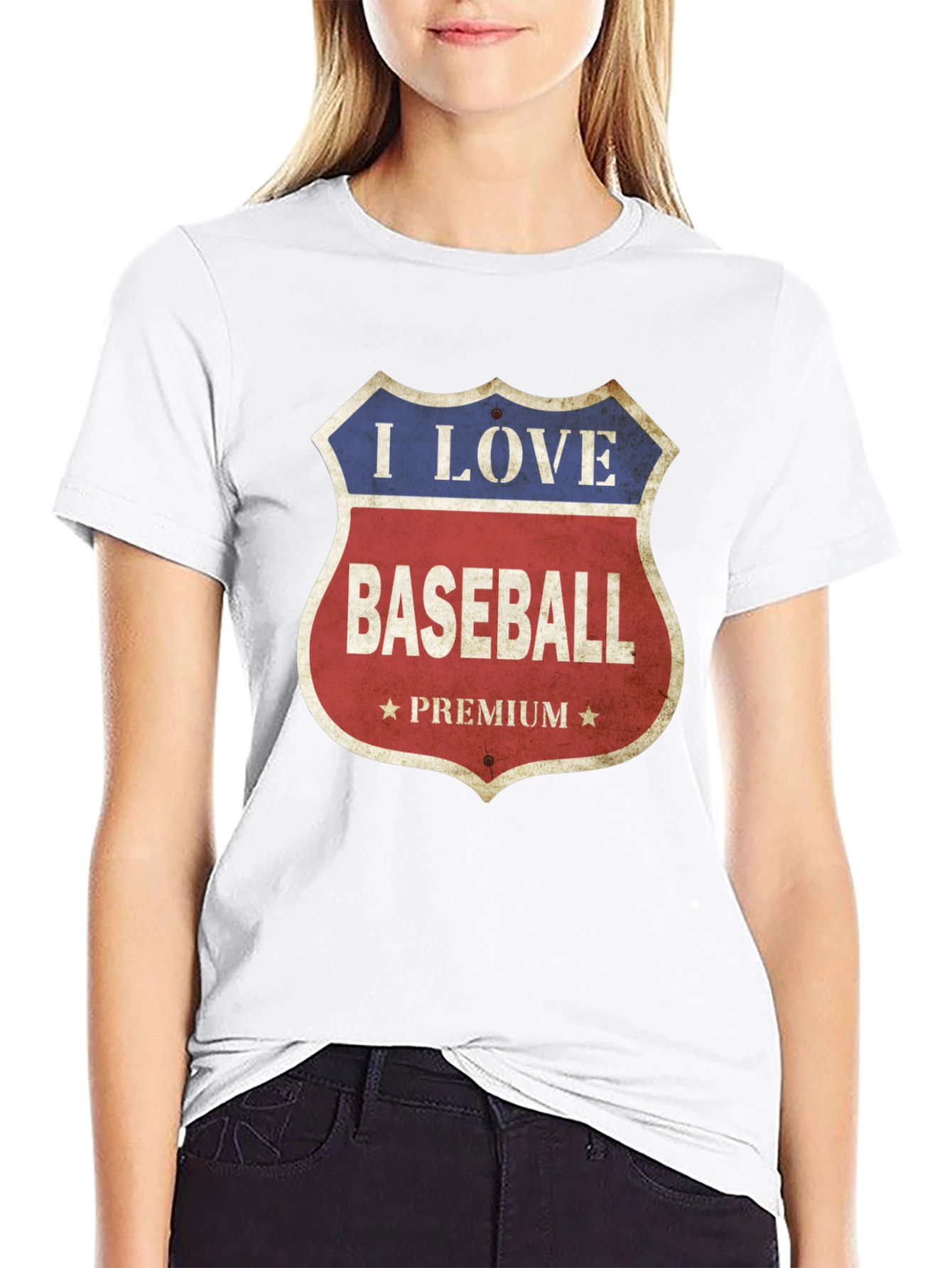 Black I Love Baseball Premium T-Shirt view 9