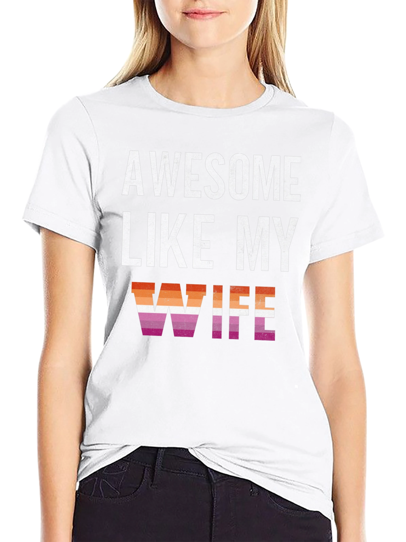 Black Awesome Like My Wife Lesbian Pride T-Shirt view 9