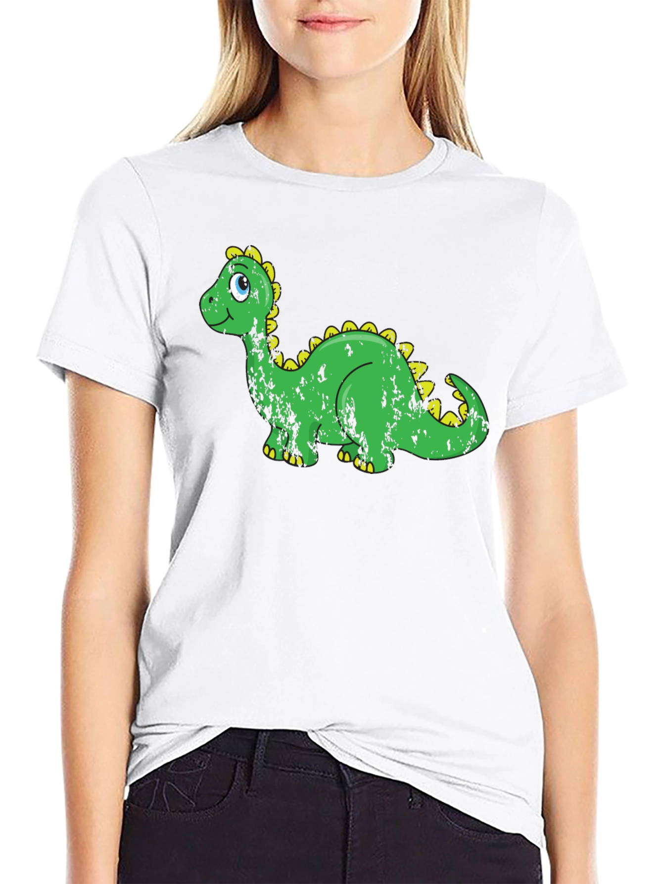 Black Cartoon Dinosaur Graphic Print T-Shirt view 9