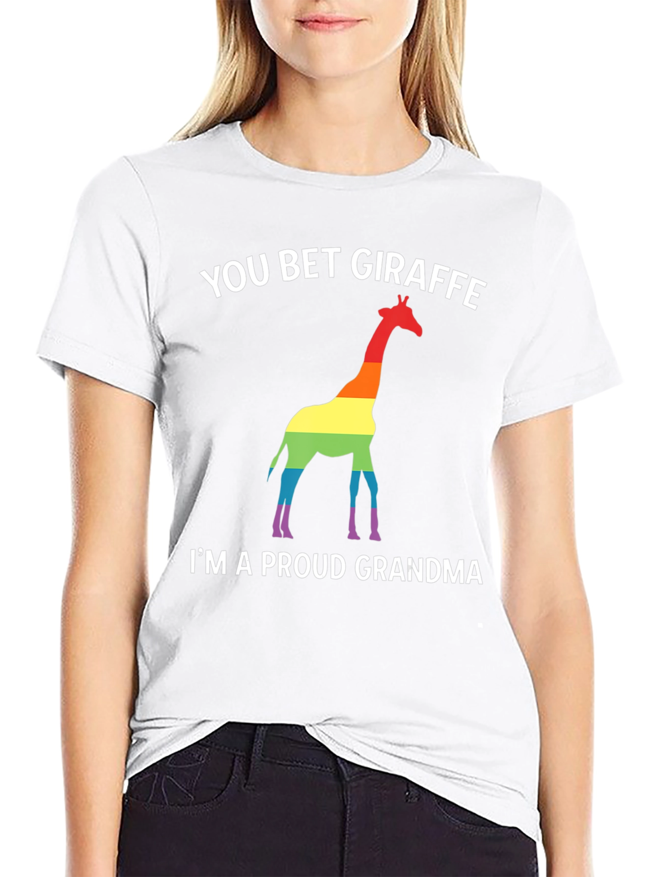 Black You Bet Giraffe Pride Grandma T-Shirt view 9
