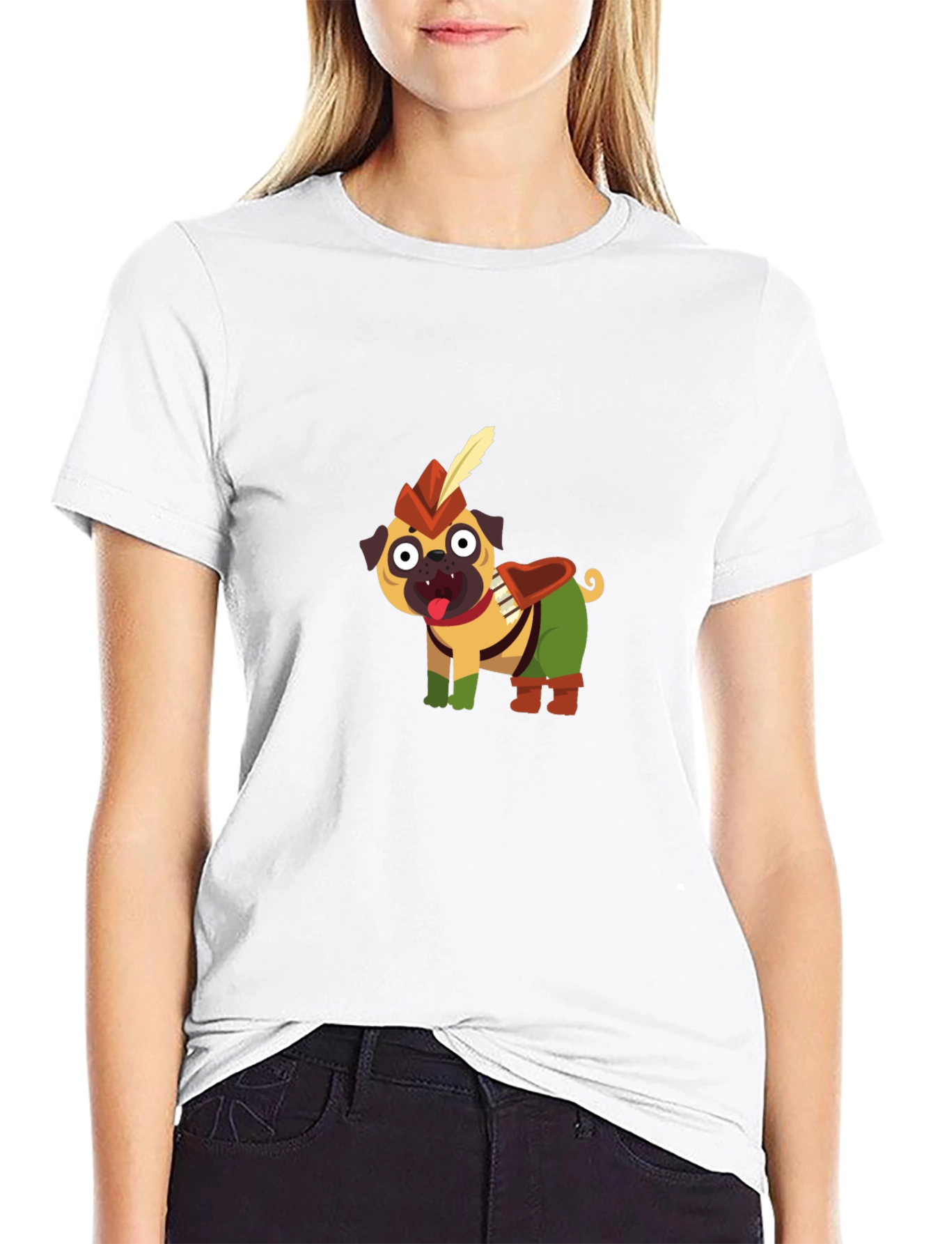 Black Pug Robin Hood Black T-Shirt view 9