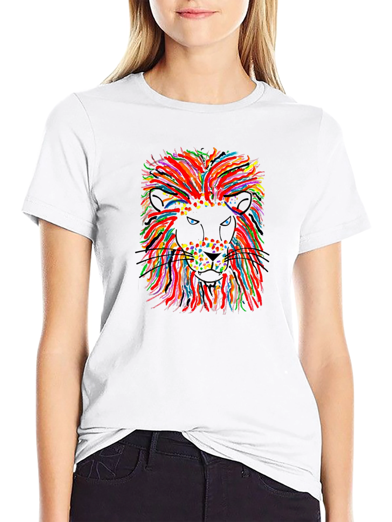 Black Lion Graphic T-Shirt - Vibrant Art Design view 9