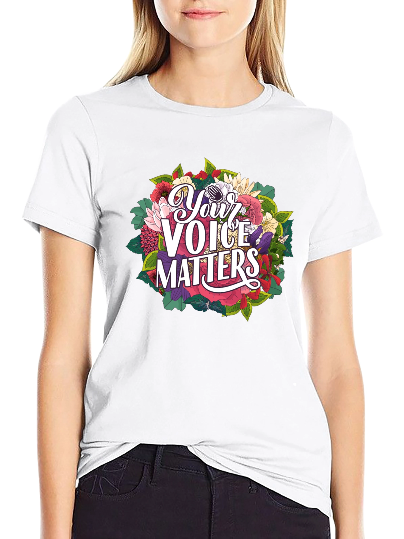 Black Your Voice Matters Graphic Tee - Black view 9