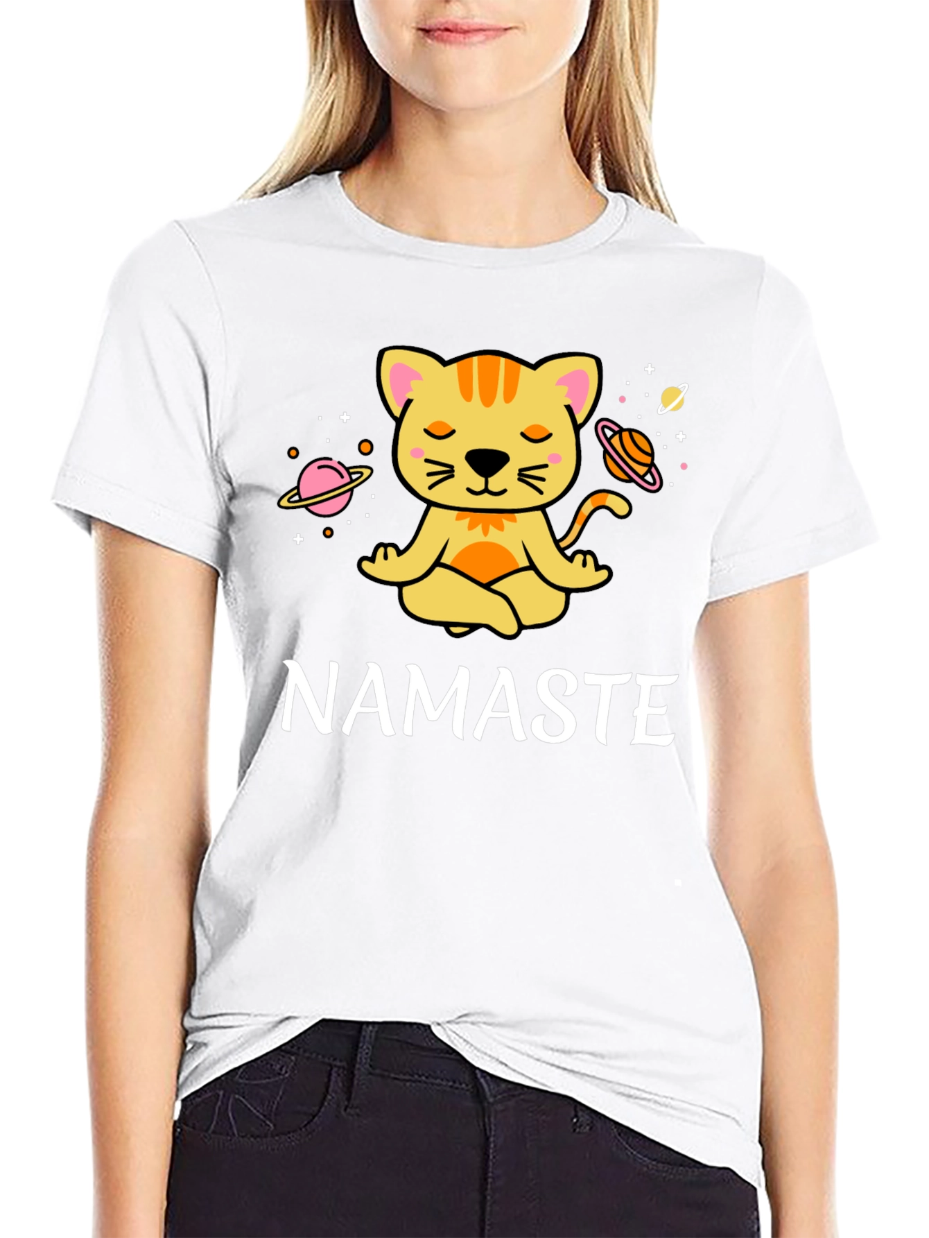 Namaste Cat Yoga T-Shirt - Meditating Kitten Tee - 9
