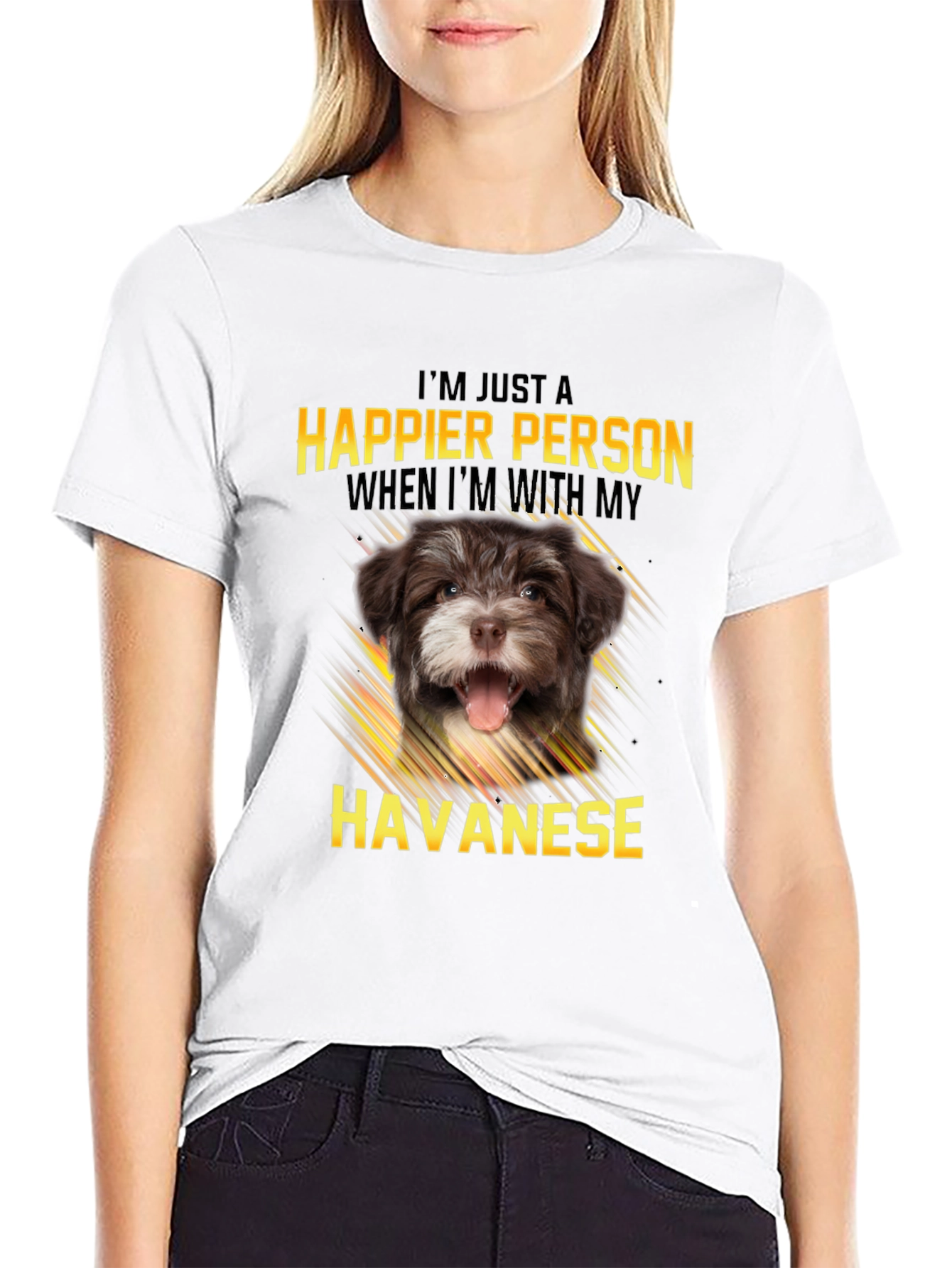 Black Happier Person Havanese Dog T-Shirt view 9