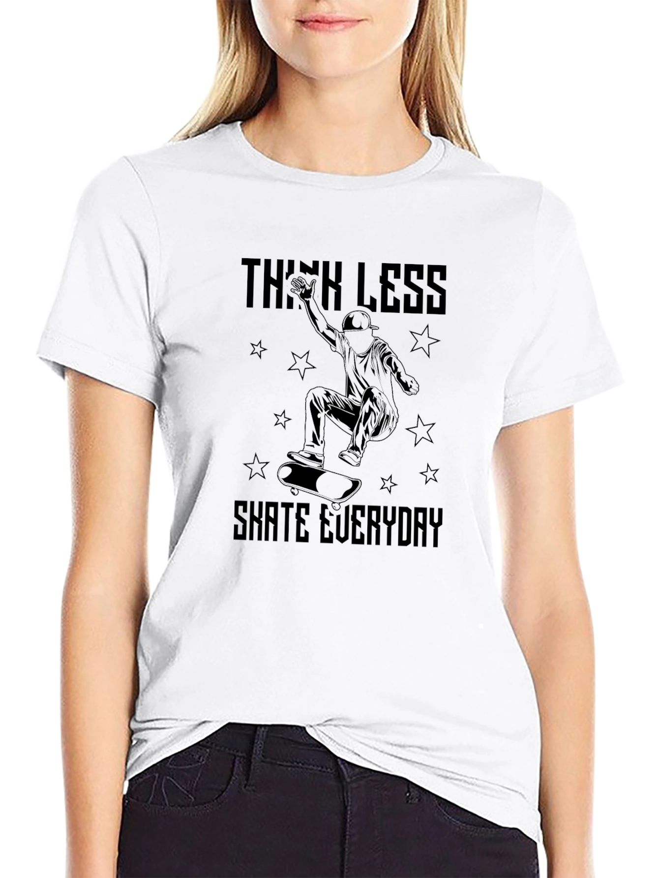 Black Think Less Skate Everyday T-Shirt view 9