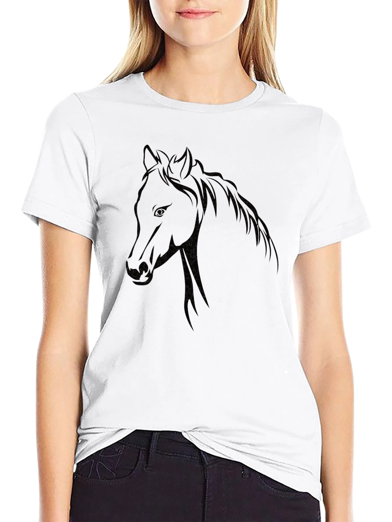 Black Black Horse Graphic T-Shirt - Unisex Design view 9