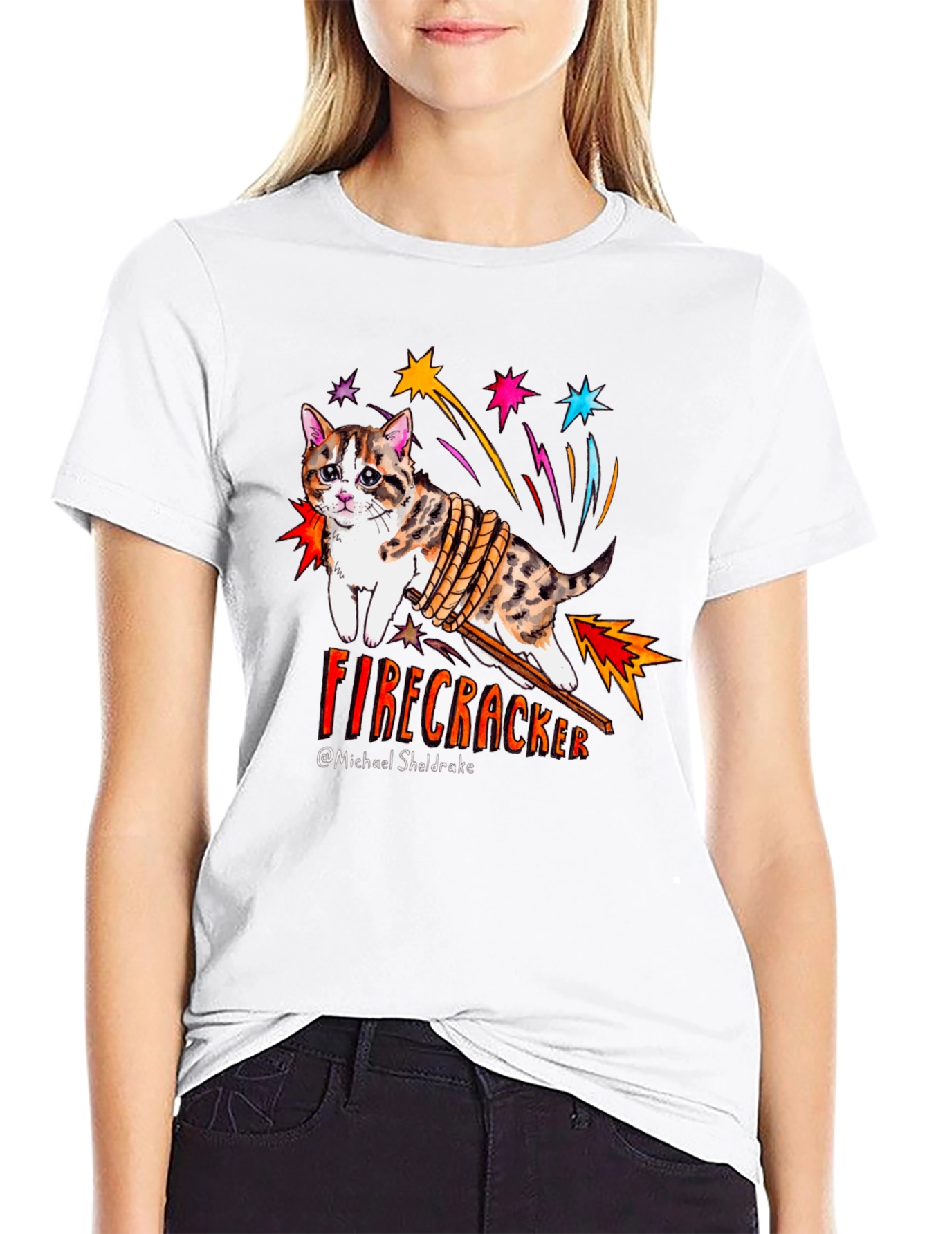 Black Firecracker Cat T-Shirt view 9