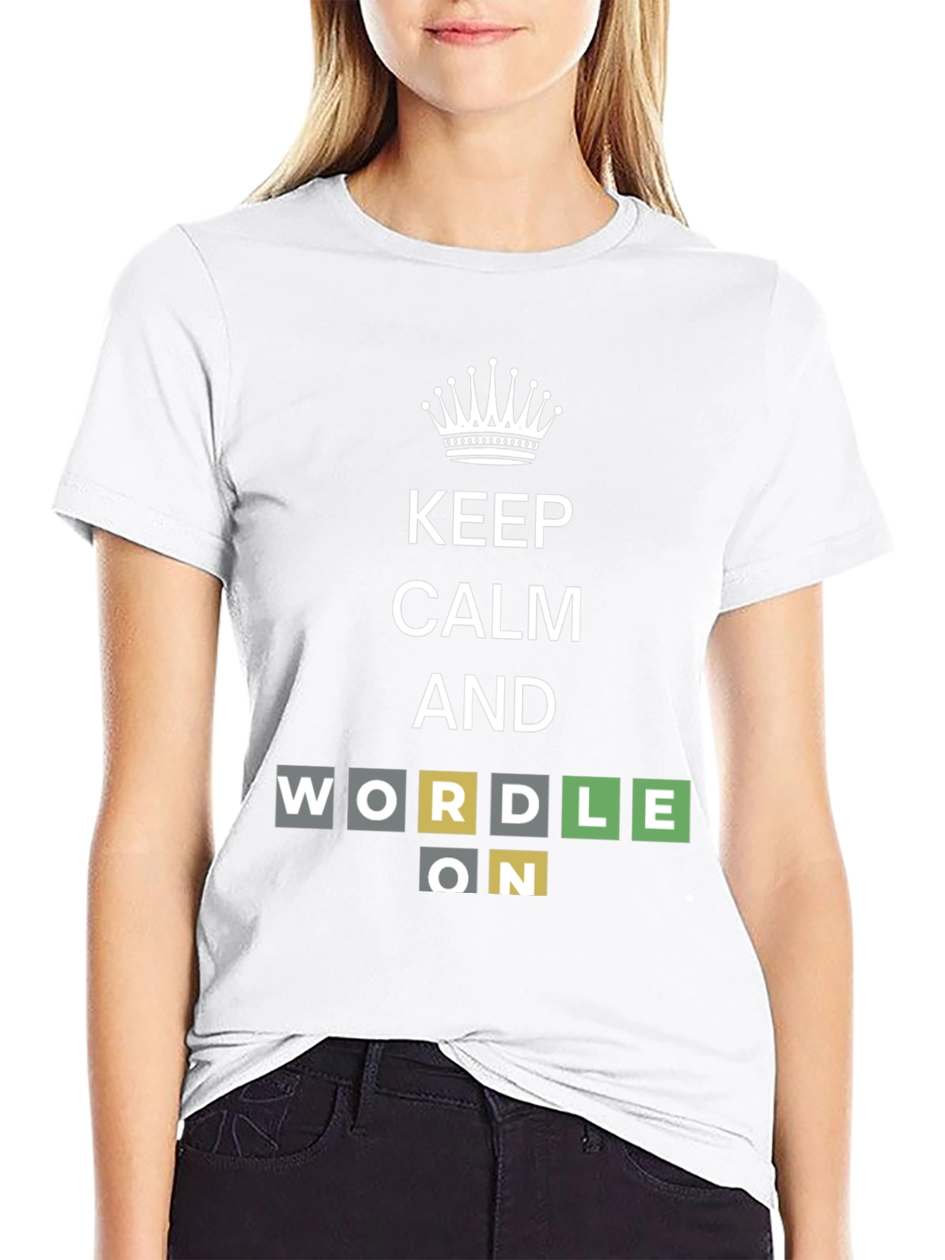 Black Keep Calm and Wordle On Black T-Shirt view 9