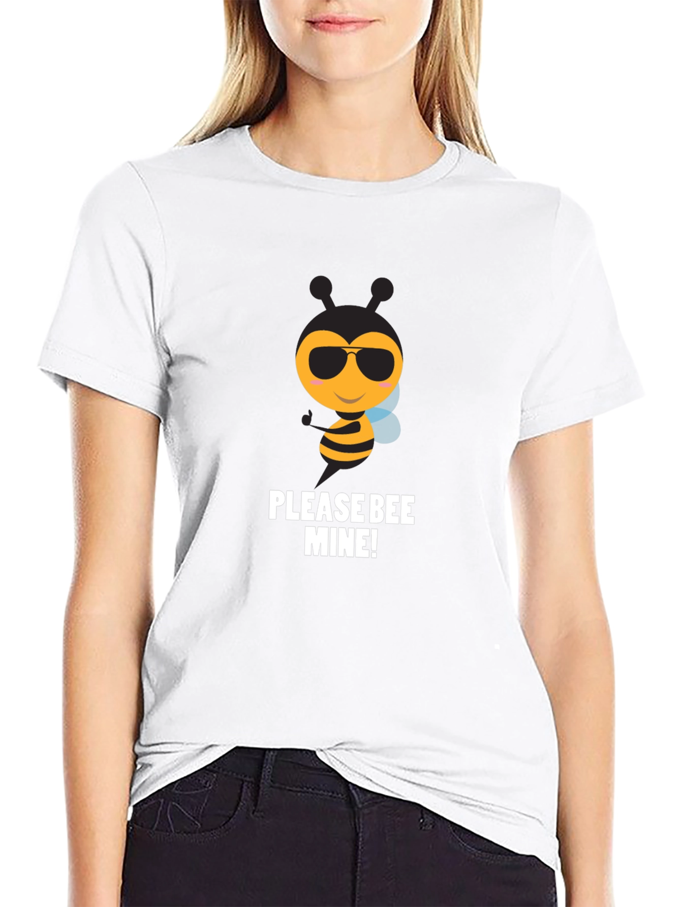 Black Please Bee Mine! Graphic T-Shirt view 9