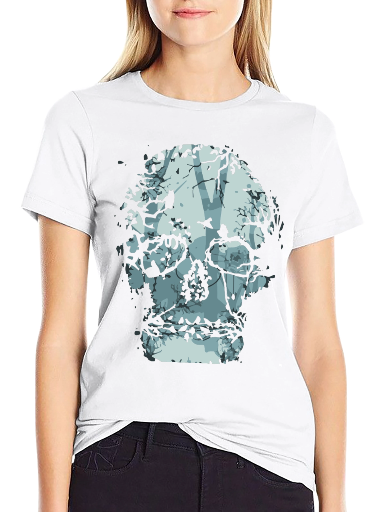 Black Skull Tree Graphic Tee - Nature Inspired Fashion view 9