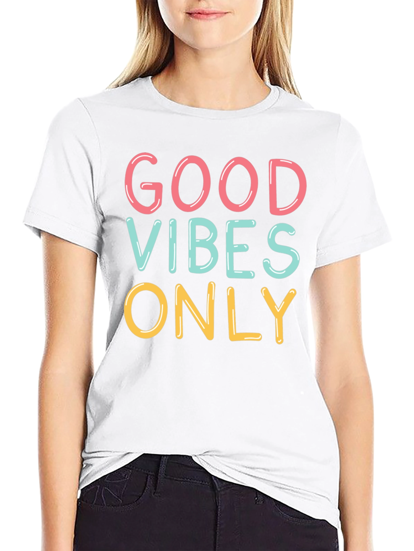 Black Good Vibes Only Graphic Tee - Black Unisex T-Shirt view 9