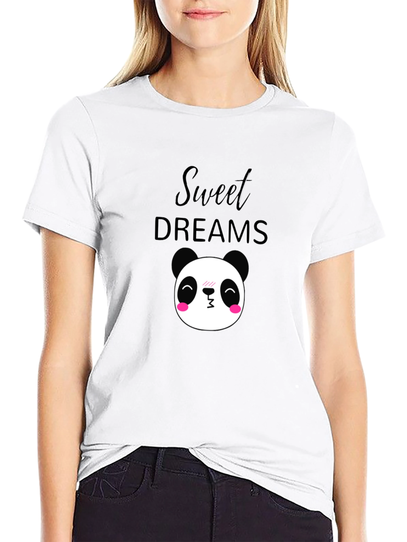 Black Sweet Dreams Panda T-Shirt - Black Cotton Comfort view 9