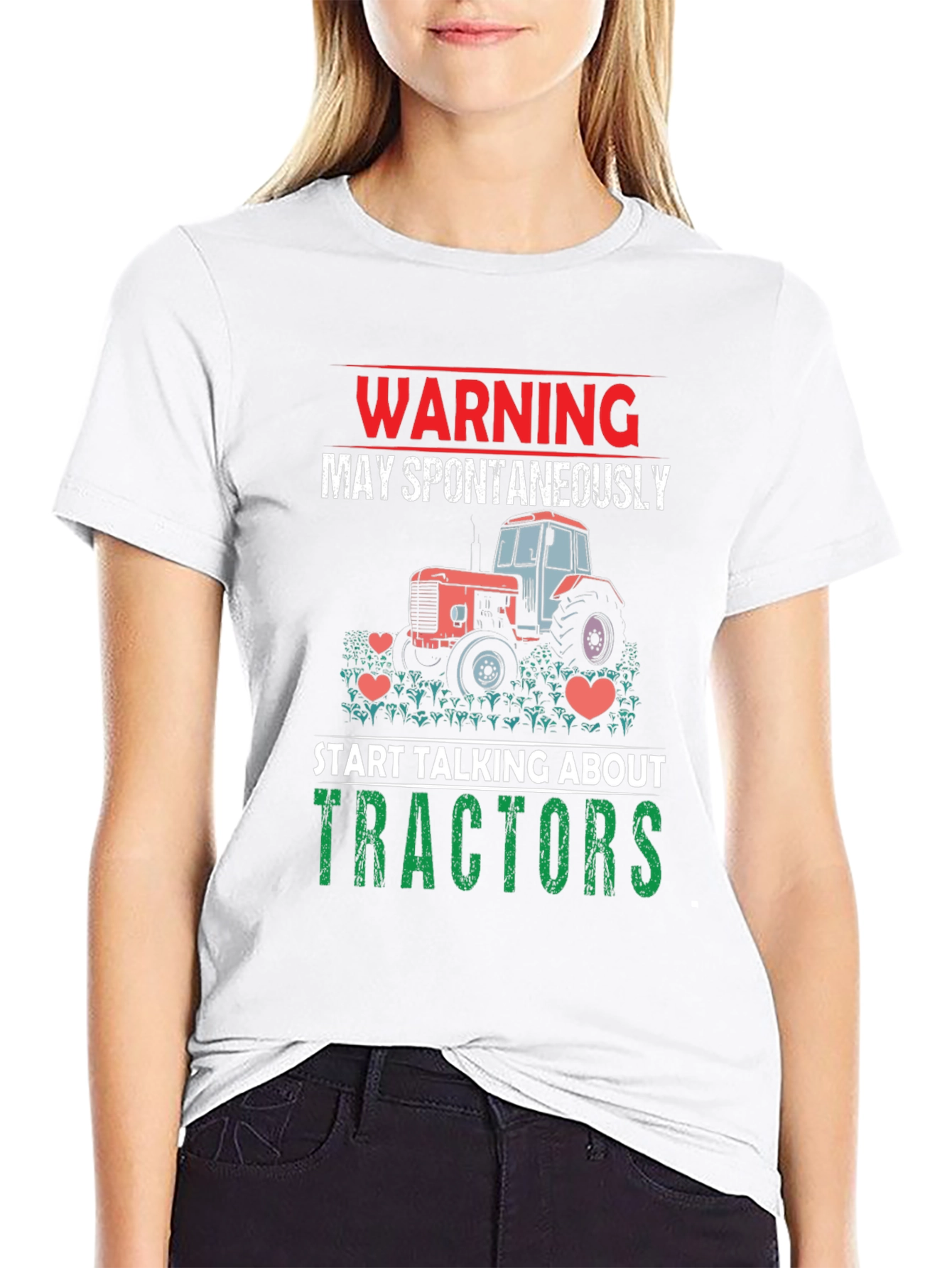 Black Warning Tractor Lover T-Shirt view 9