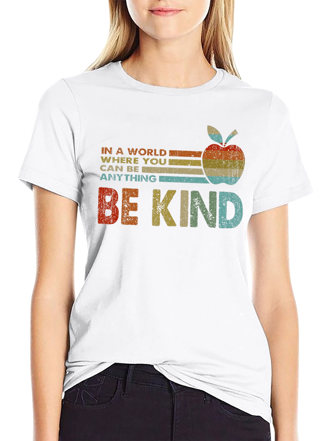 Black Be Kind Apple Graphic Tee view 9