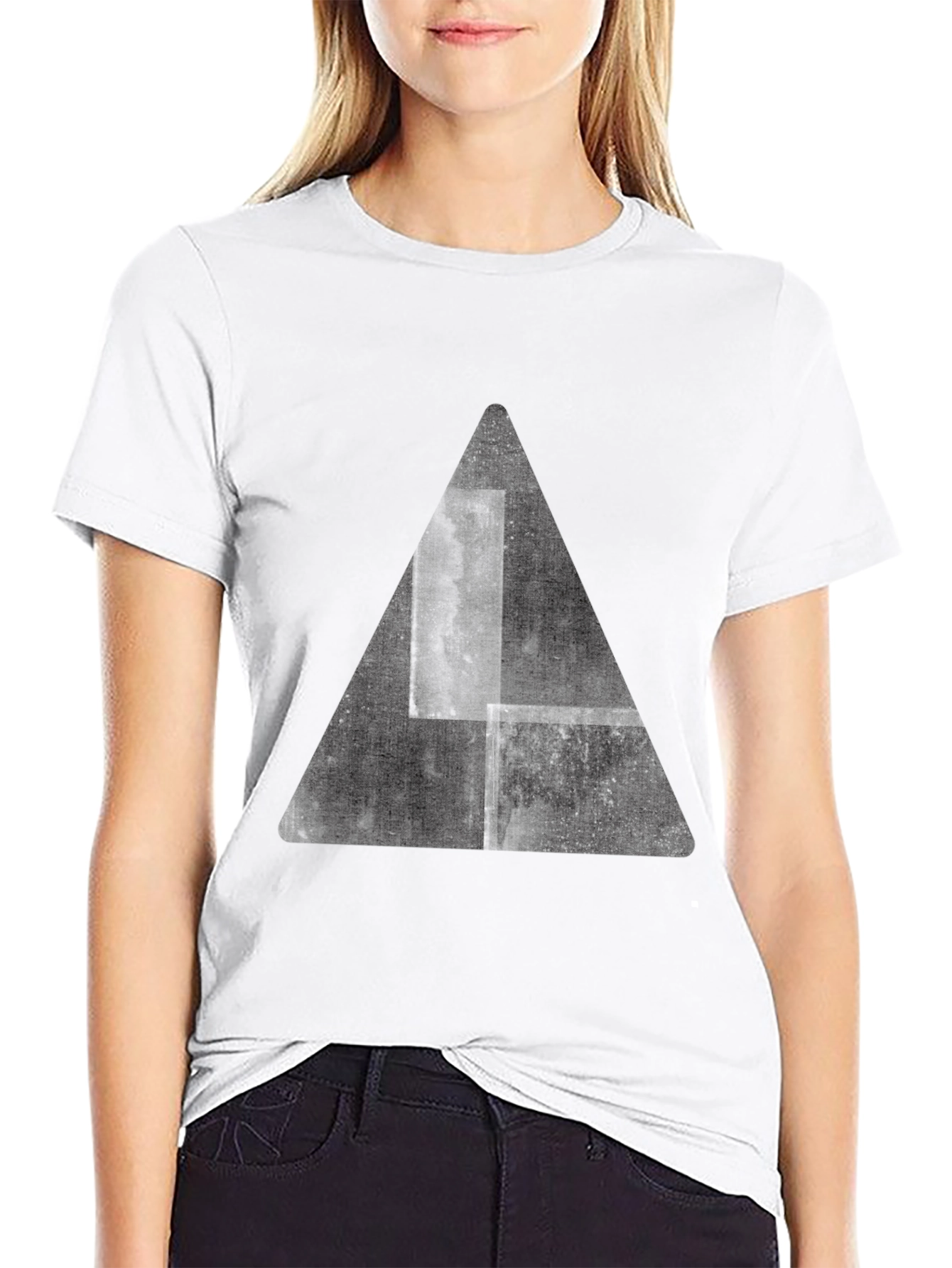Black Black Graphic Tee - Triangle Design view 9