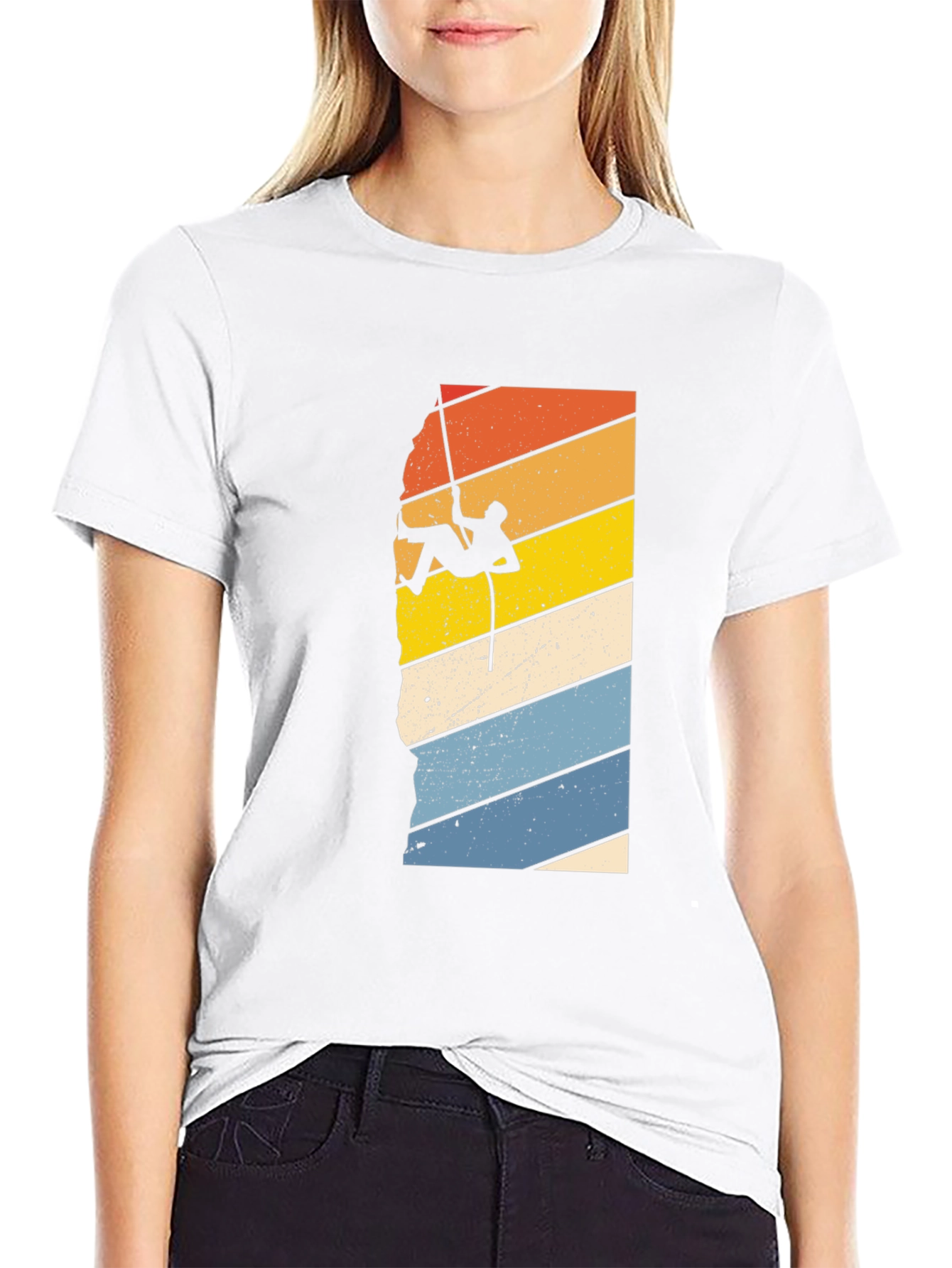 Black Retro Rock Climbing Graphic T-Shirt view 9