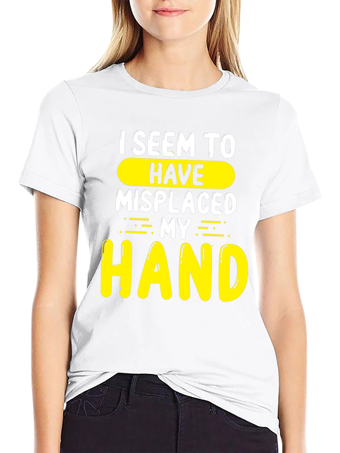 Black Humorous "Misplaced Hand" Graphic T-Shirt view 9