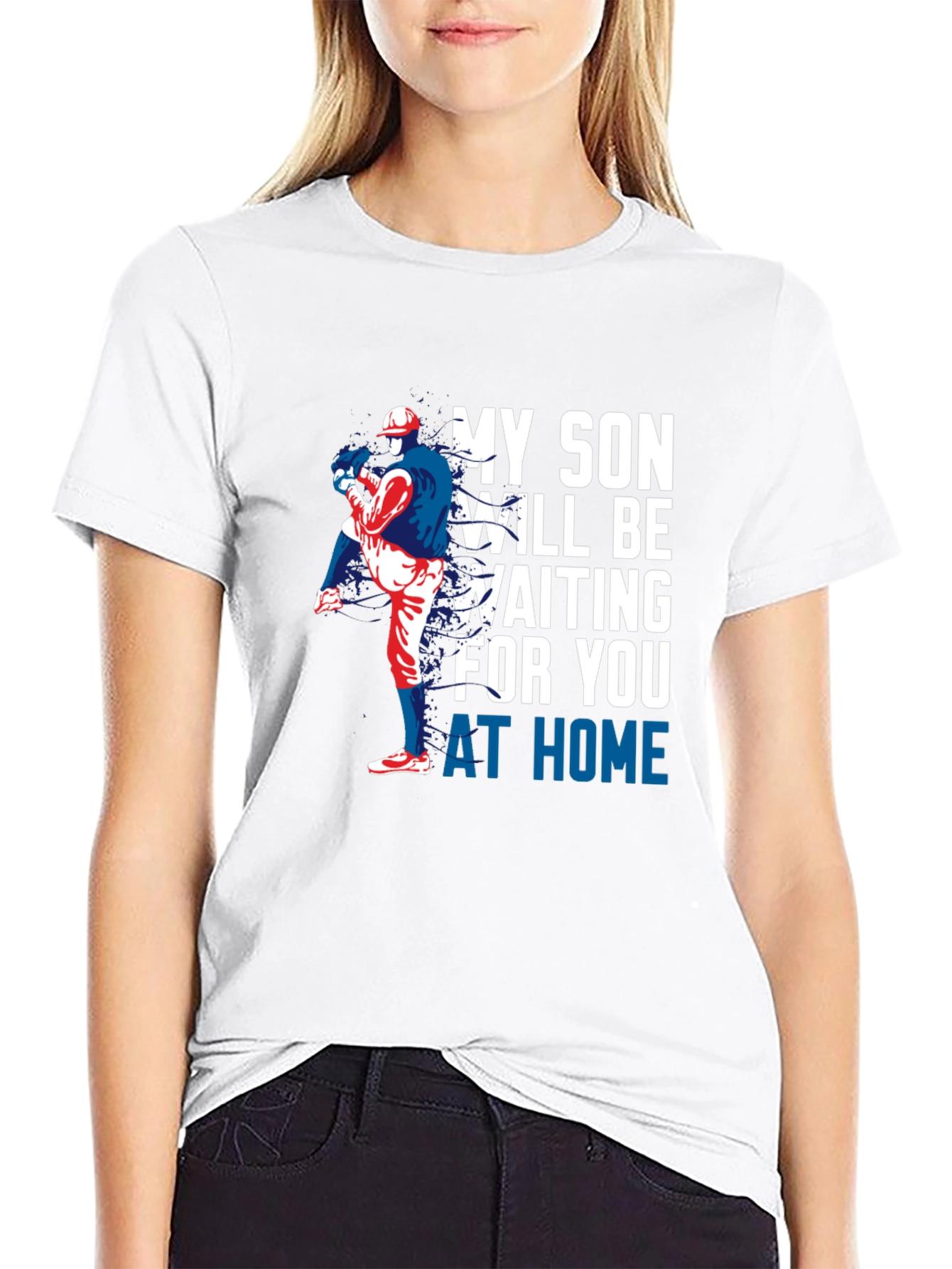Black My Son Will Be Waiting Baseball T-Shirt view 9