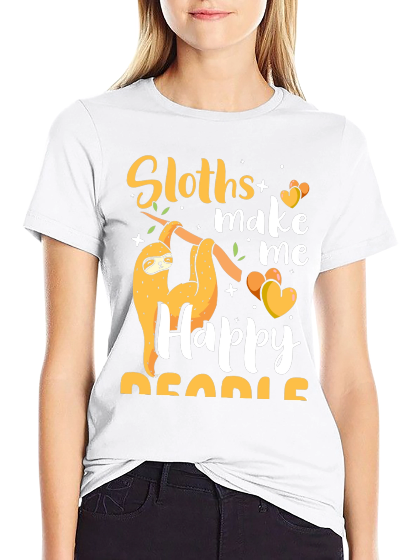 Black Sloth Lover T-Shirt - Sloths Make Me Happy view 9