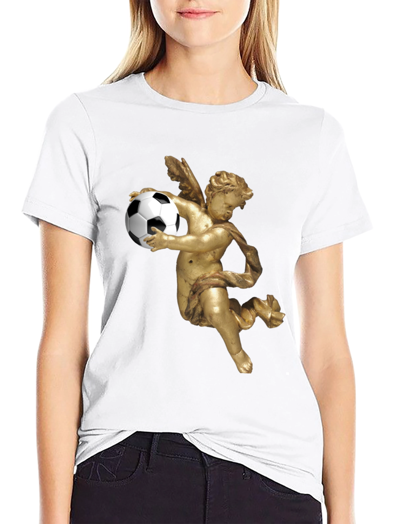 Black Angel Soccer T-Shirt - Black Graphic Tee view 9