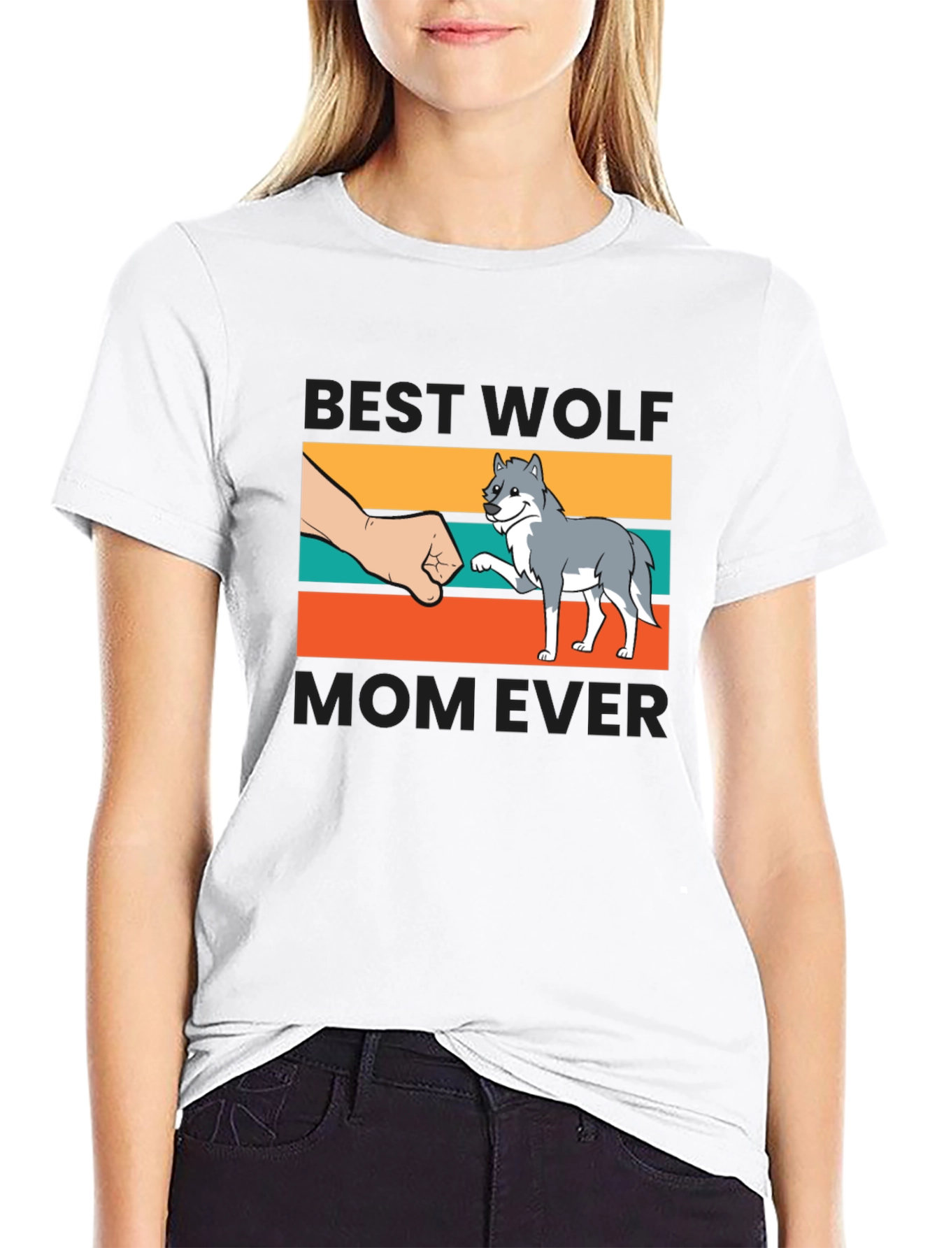 Black Best Wolf Mom Ever T-Shirt view 9