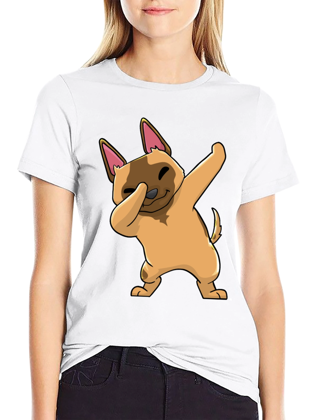 Black Dabbing Dog Graphic T-Shirt - Trendy Casual Wear view 9