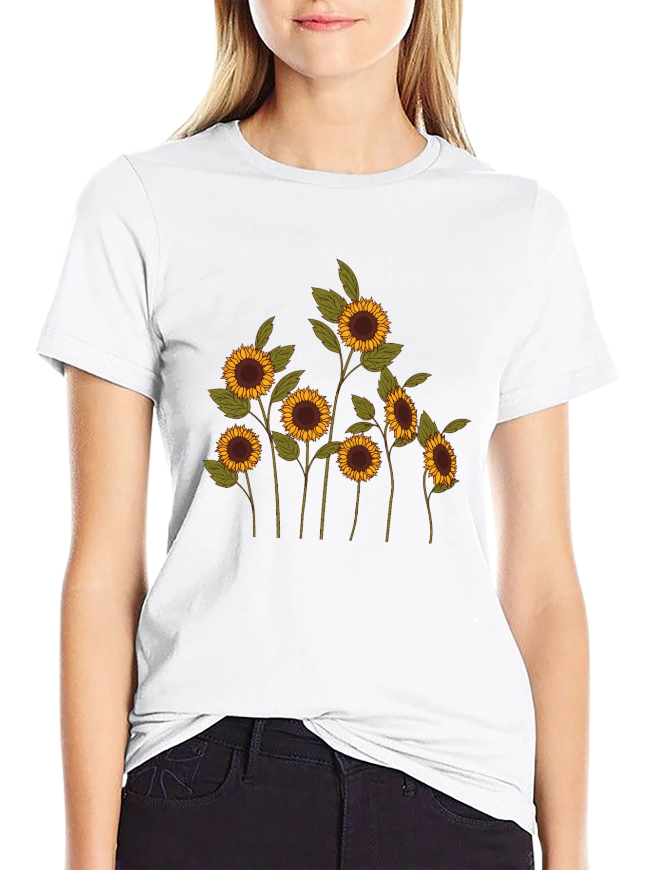Black Sunflower Graphic Tee - Black Cotton Blend view 9