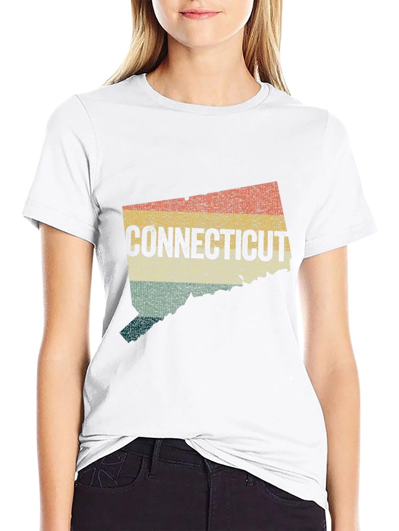 Black Retro Connecticut State Map Graphic T-Shirt view 9