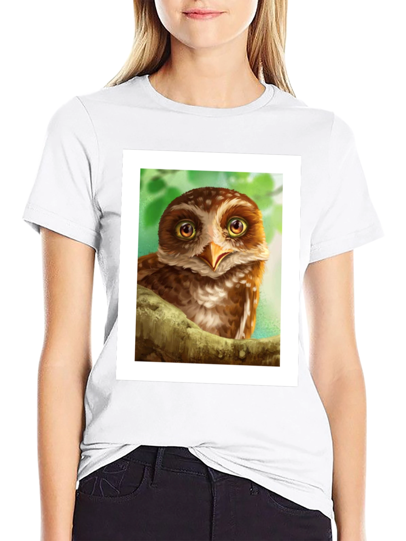 Black Owl Graphic Print Black T-Shirt view 9