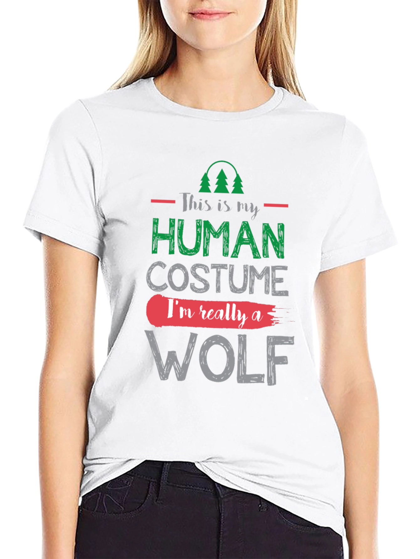 Black Human Costume Wolf Graphic T-Shirt view 9