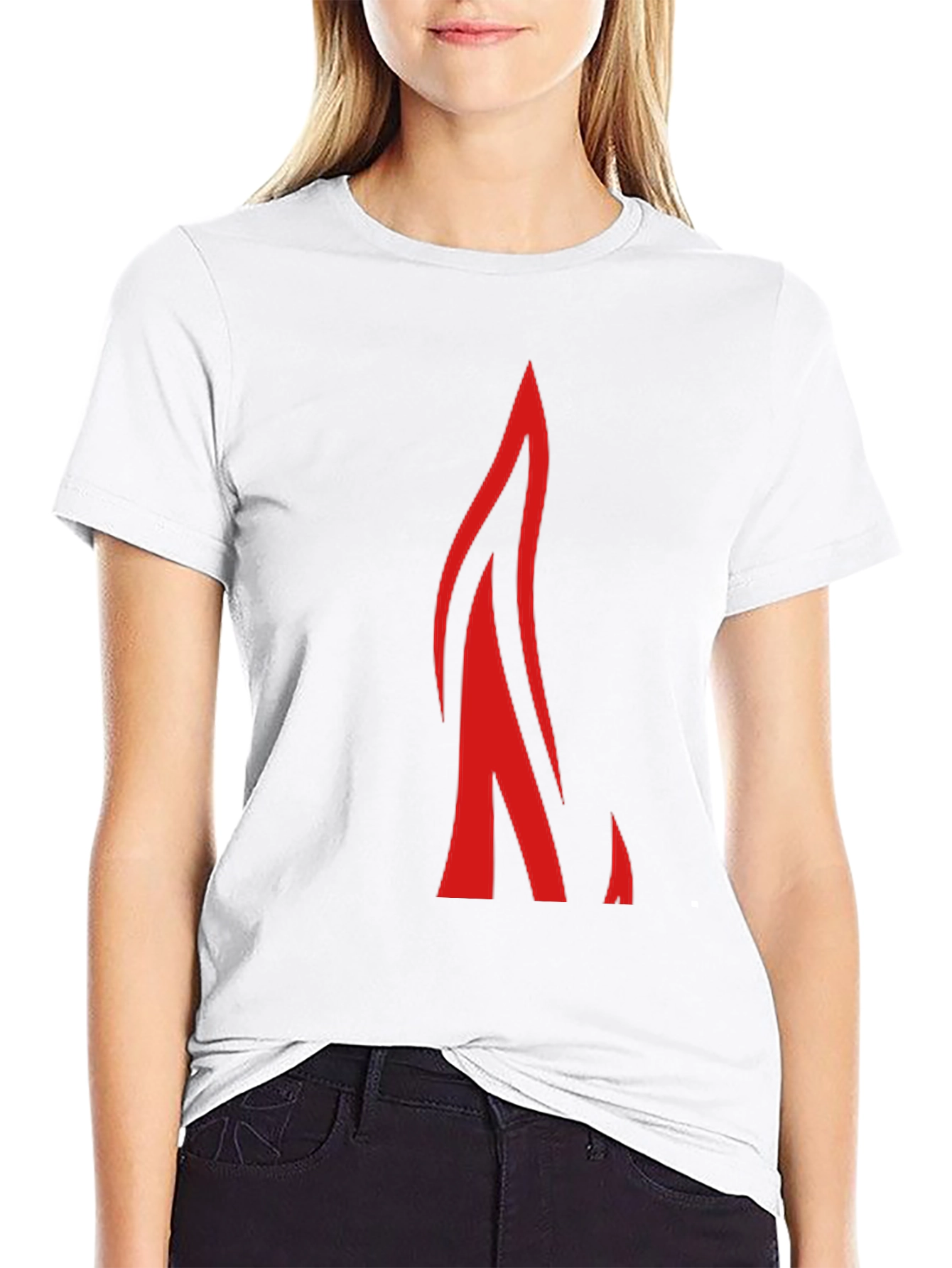 Black Bold Red Flame Graphic Black T-Shirt view 9