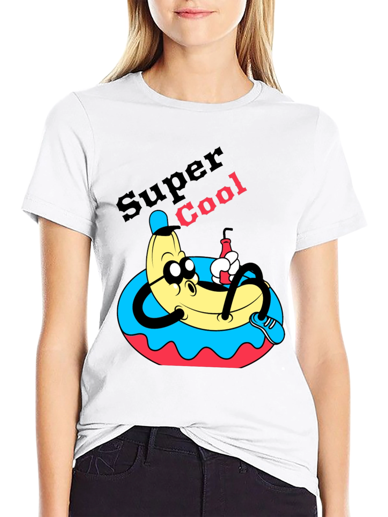Black Super Cool Banana T-Shirt - Relaxed Cartoon Graphic Tee view 9