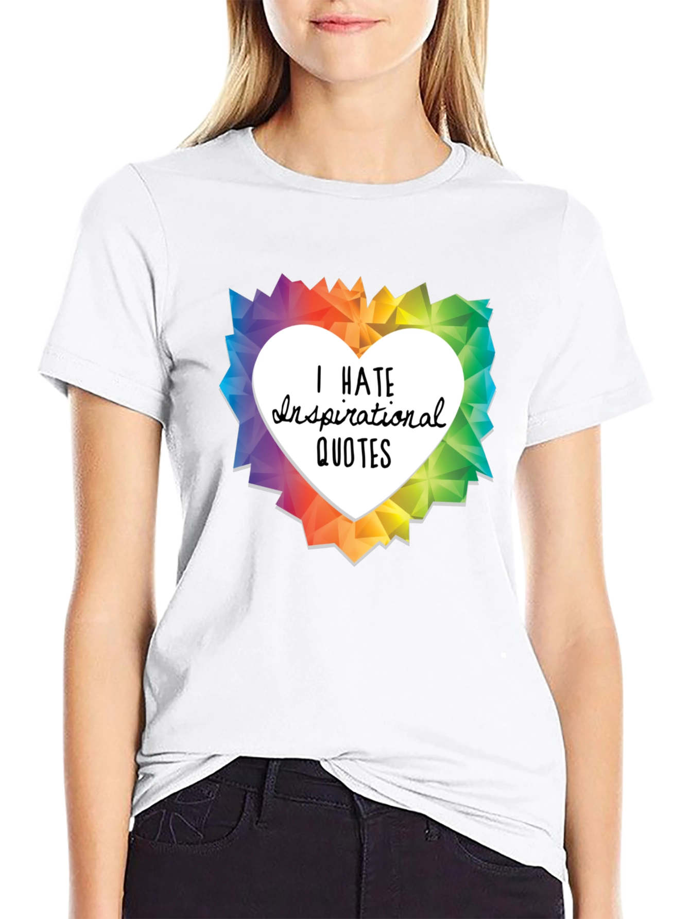 Black I Hate Inspirational Quotes Graphic T-Shirt view 9