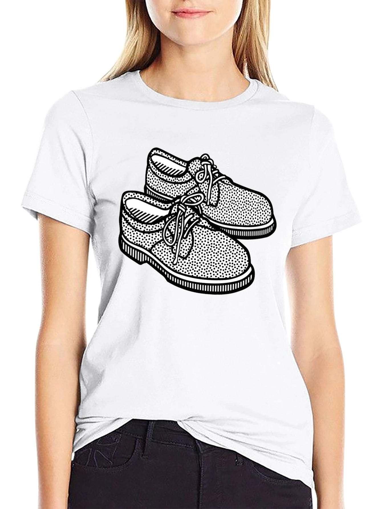 Black Retro Shoes Graphic Black T-Shirt view 9