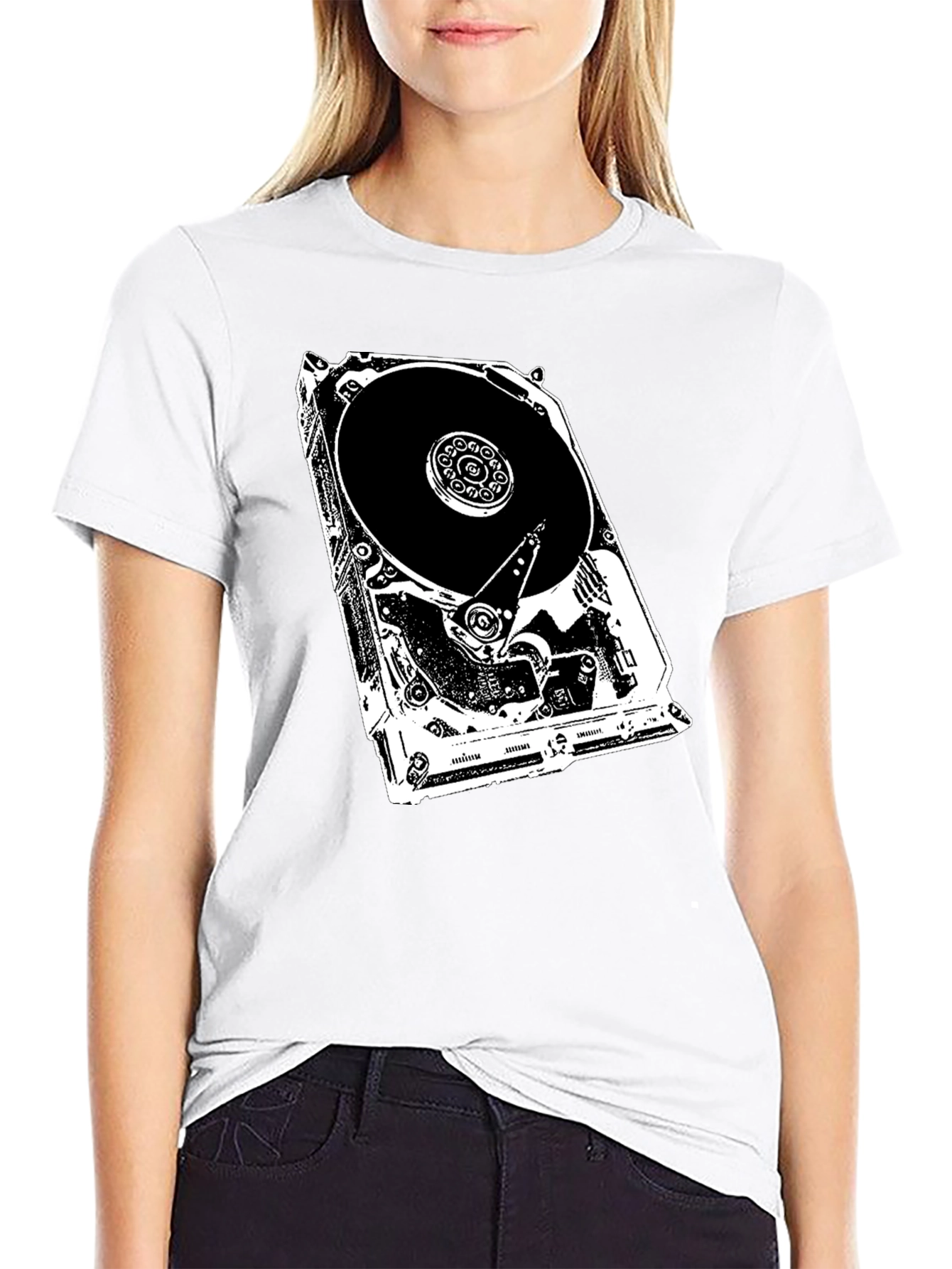 Black Hard Drive Anatomy Graphic Tee - Tech Lover's Shirt view 9