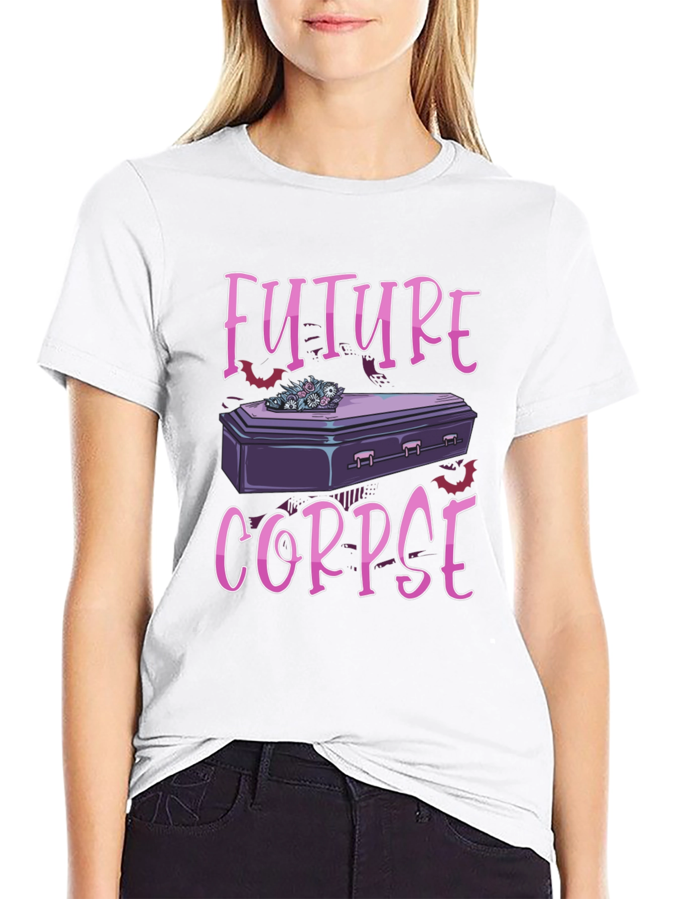 Black Future Corpse T-Shirt - Goth Humor Tee view 9