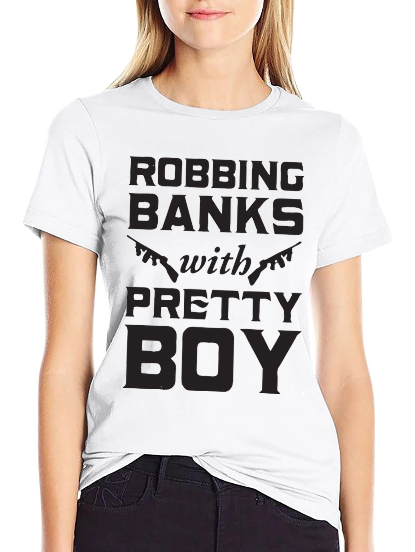 Black Robbing Banks With Pretty Boy Graphic T-Shirt view 9