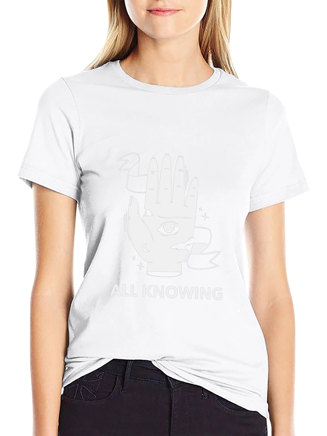 Black All Knowing Graphic Tee - Unisex Black T-Shirt view 9