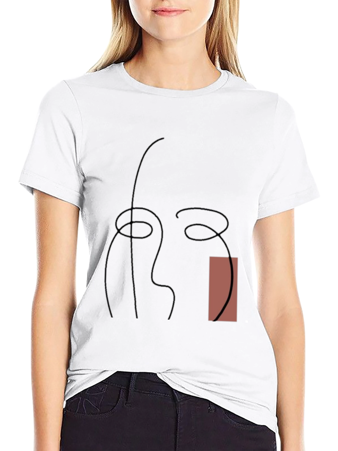 Black Abstract Line Art Graphic Tee - Modern Style view 9